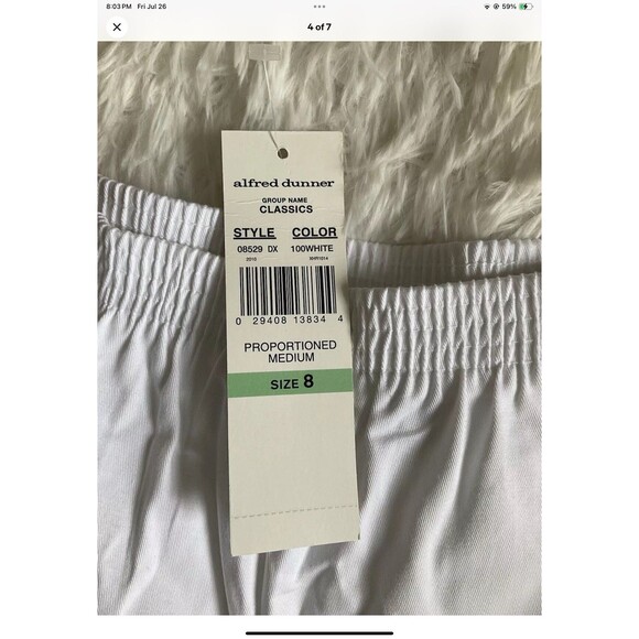 Alfred Dunner Women White Classic Straight Pull On Elastic Waist Pants Sz 8 NEW - Picture 4 of 7